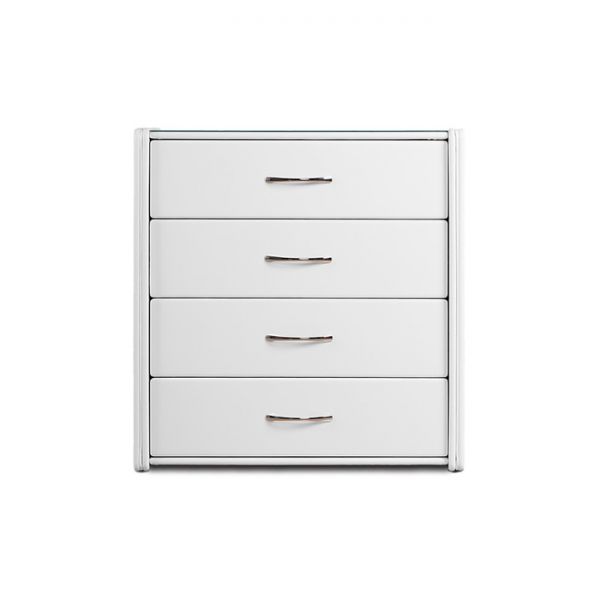 Комод «Алеро», 4 ящика, 848 ? 527 ? 887 мм, экокожа, стекло, цвет взбитые сливки