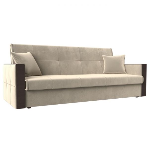 Прямой диван-книжка «Валенсия», механизм книжка, микровельвет, цвет бежевый