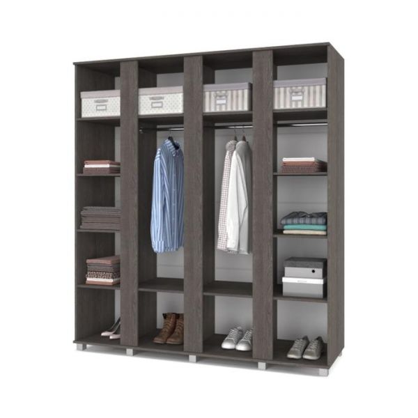 Шкаф Пандора-П43 520х1900х2100 4-х створчатый с зеркалом Анкор темный/светлый