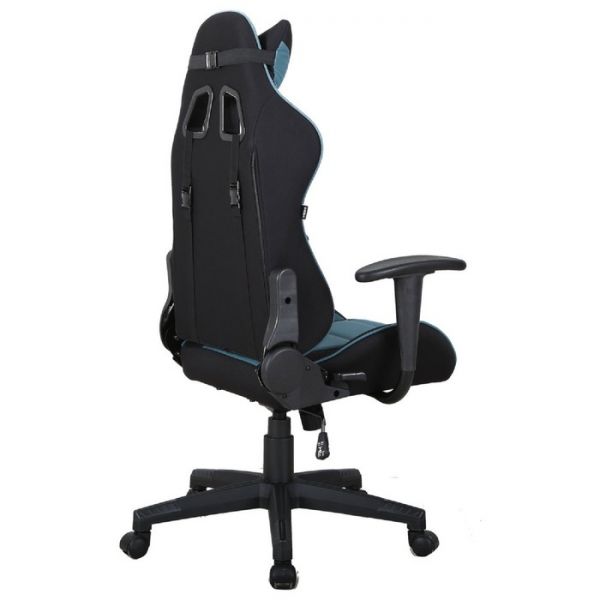 Кресло игровое BRABIX "GT Racer GM-100", две подушки, ткань, черное/голубое