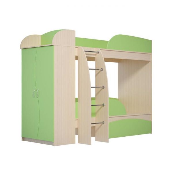 Двухъярусная кровать «Омега 4а», 800 ? 1900 мм, ЛДСП, цвет млечный дуб / фисташковый