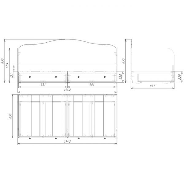 Кровать-софа Flowers, 1940х850х850, Ясень шимо