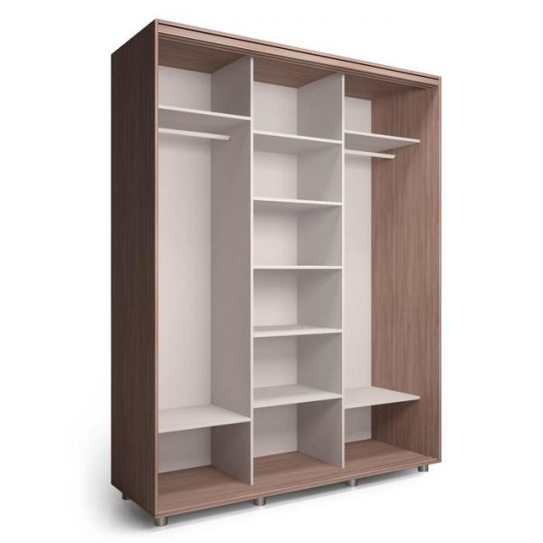 Шкаф-купе Модный Зеркало Ясень шимо тёмный/Белый/Венге тёмный 2100х600х2300