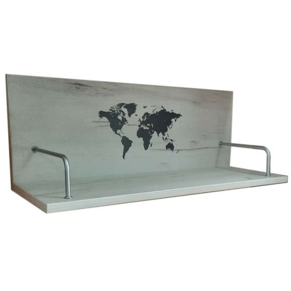 Полка 600 ? 236 ? 236 мм, фотопечать «Карта мира», цвет сосна белая