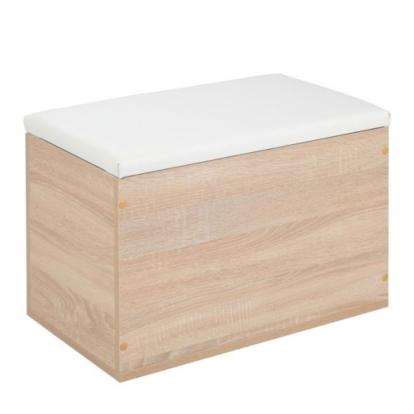Пуф Герда 600х355х432 Дуб сонома/Экокожа белая