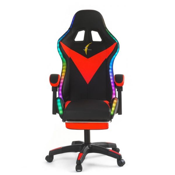 Кресло игровое SL™ ZEUS YS-900 черно-красное, с подсветкой и подставкой для ног
