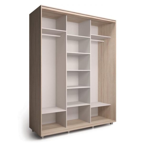 Шкаф-купе Стильный зелкало+ЛДСП Ясень шимо светлый/Белый/Венге светлый 1800х600х2300