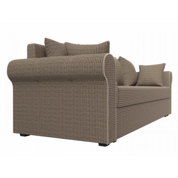 Прямой диван «Рейн», механизм еврокнижка, рогожка, цвет бежевый / кант коричневый