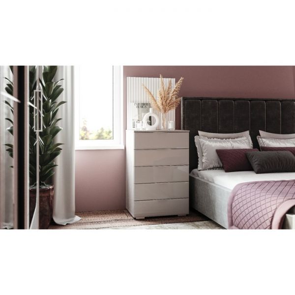 Комод  Алекса 602х460х914 ясень белый/лакобель белого цвета