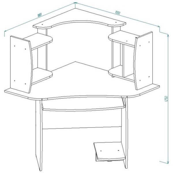 Стол компьютерный СК-4 1250х1000х1000 Дуб выбеленный/Венге