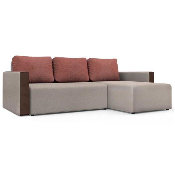 Угловой диван «Алиса 3», рогожка, цвет savana chocolate / savana camel / мarvel dark brown