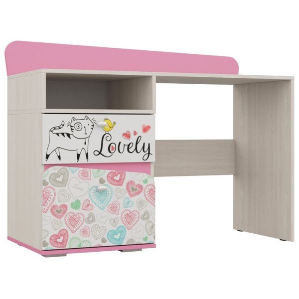 Стол для детской Алиса 920х1200х520 Белый/ корпус Ясень Анкор Белый/ Розовый