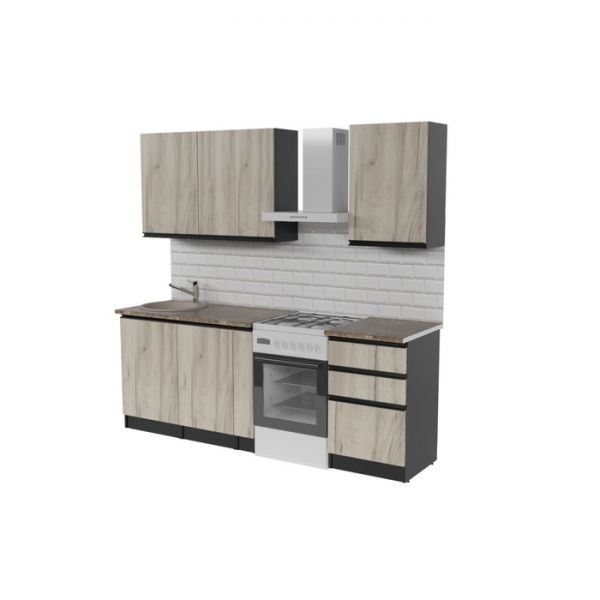 Кухонный гарнитур Равенна стандарт 1600х600 Венге/Алмабра темная/Дуб браун