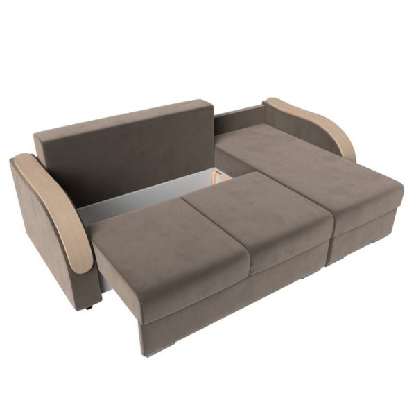 Угловой диван «Дарси», механизм еврокнижка, велюр, цвет бежевый