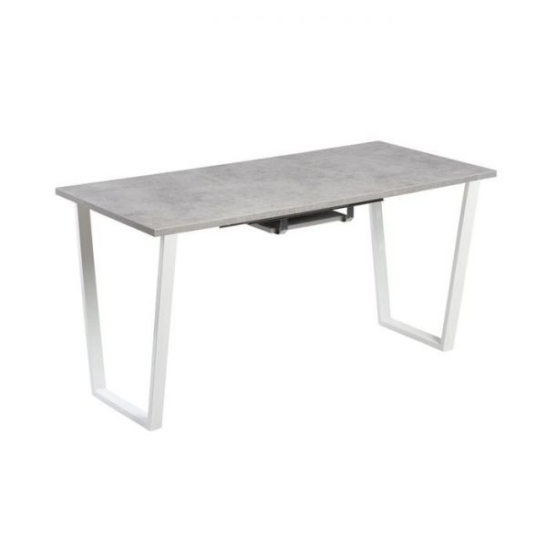 Стол АТЛАНТ-02 1200/1700*800х750 Бетон Чикаго светлый/Опора АТЛАНТ-Белый глянец