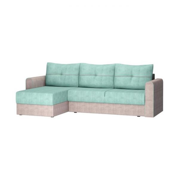 Диван «Амур угловой 1», обивка «джой графит»/кант «нео азур»