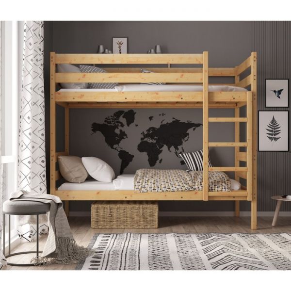 Двухъярусная кровать «К2», 70 ? 190 см, массив сосны, без покрытия