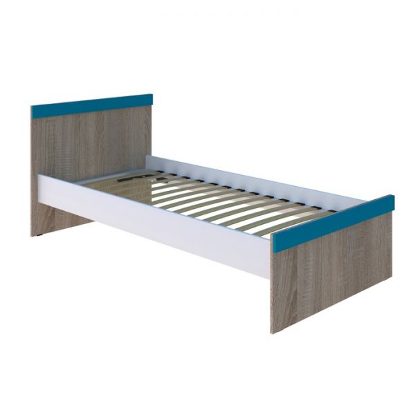 Кровать Юниор без ящиков 2052х1010х850Ясень шимо темный/Белая Аляска/Индиго