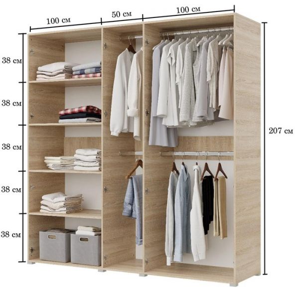 Шкаф 5-ти дверный с зеркалами Горизонт, 2500х570х2072, Дуб сонома/Белый