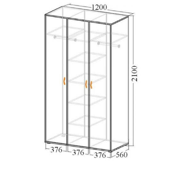 Шкаф 3-х дверный без зеркала «Венеция 9», цвет ясень анкор тёмный / ясень анкор светлый