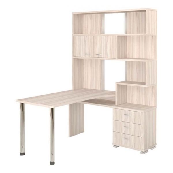 Стол СР-420/130, угол правый, 1300 ? 1300 ? 1990 мм, цвет белый жемчуг