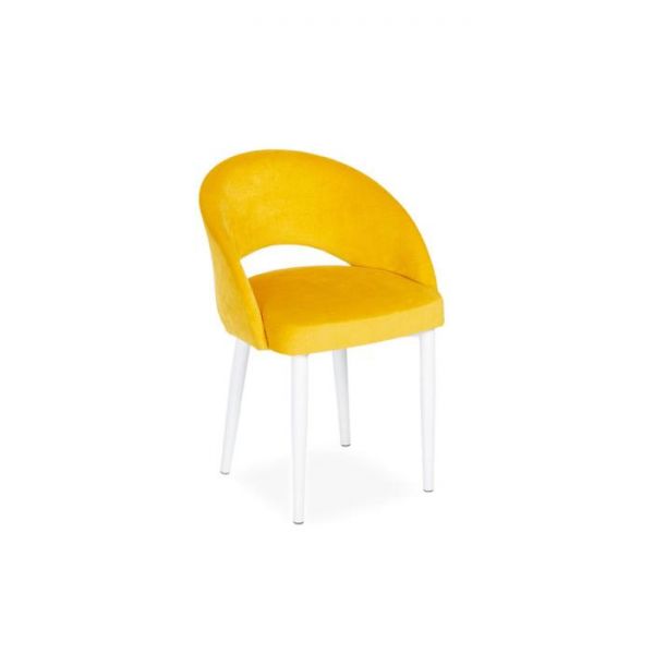 Стул Мирелла Аврора 09 желтый велюр/ Стандарт металл  Белый