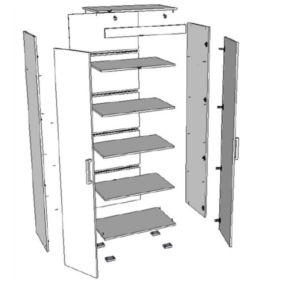 Шкаф 2х дверный для белья Ольга 19, 2120х800х480, Крафт серый/Крафт белый