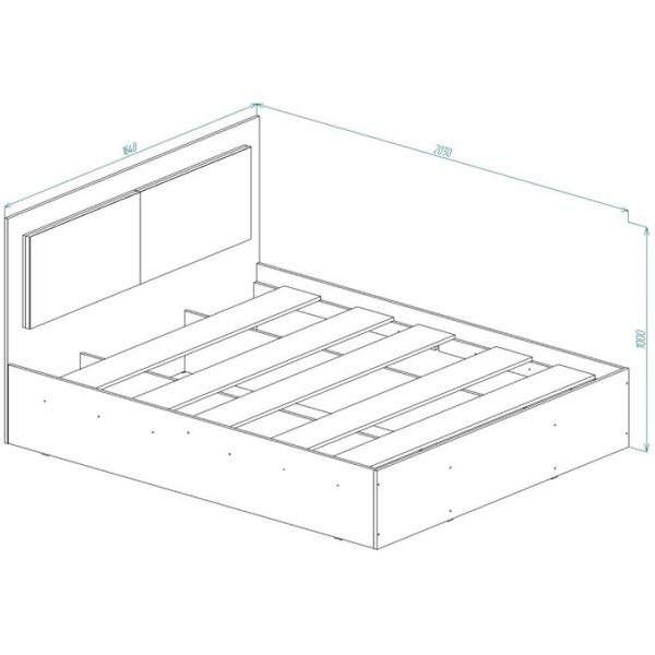 Кровать Кр-15, 1600х2000, Дуб выбеленный/Венге
