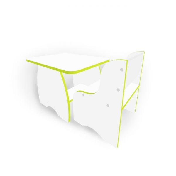 Набор детской мебели, стол и стул, цвет белый / кромка лайм