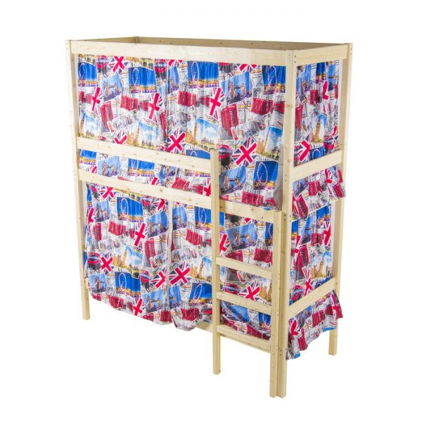 Двухъярусная кровать c каркасом для штор, 70 ? 190 см, цвет сосна