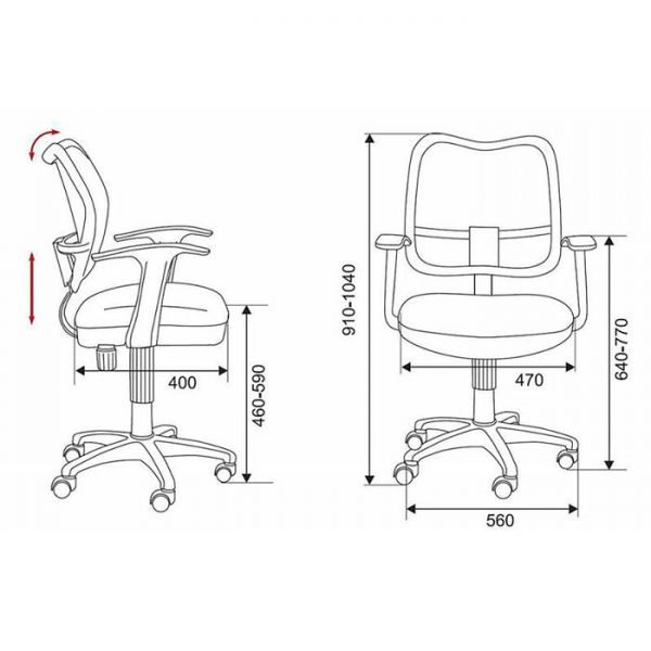 Кресло Бюрократ с подлокотниками , черный, спинка сетка, CH-797AXSN/26-28