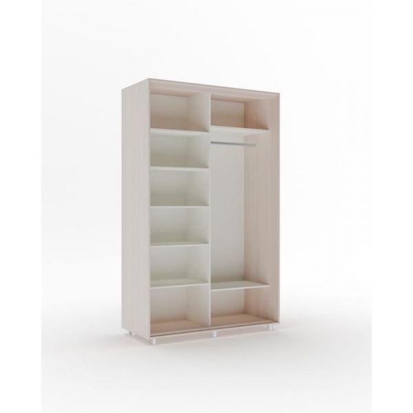 Шкаф-купе Стильный зелкало+ЛДСП Венге светлый/Белый 1600х600х2300