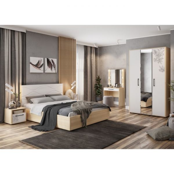 Кровать Зара 1600х2000, Дуб сонома/Белый