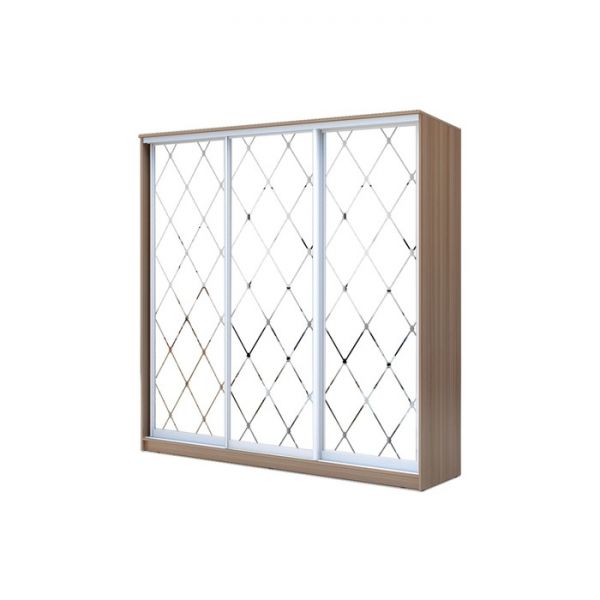 Шкаф-купе Хит-22-18-666, 1800x620x2200, Ясень шимо тёмный, Ромб большой на матовом