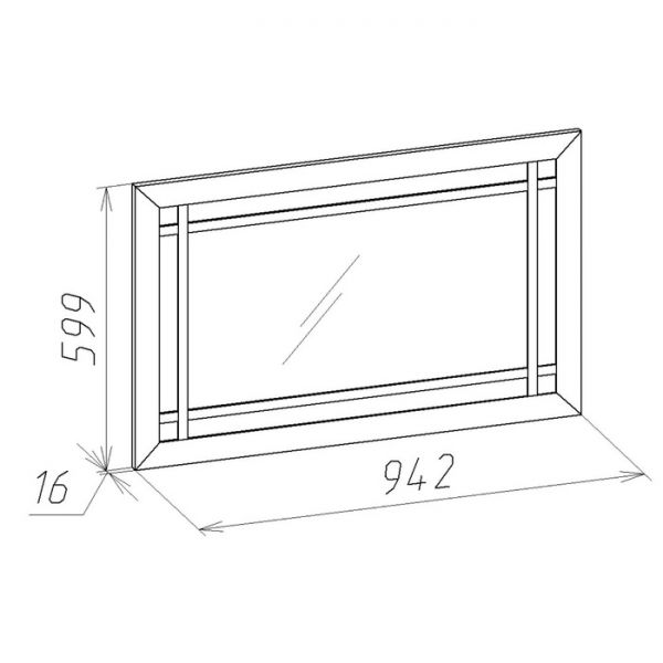 Зеркало навесное Sherlock 7, 599 ? 16 ? 942 мм, цвет дуб сонома