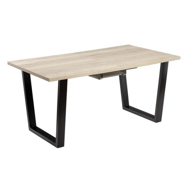 Стол АТЛАНТ-02 1200/1700*800х750 Галифакс белый/Опора АТЛАНТ-Черный матовый