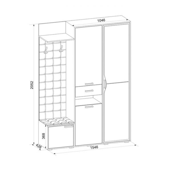 Шкаф многоцелевого назначения Ивушка-21 1546х426х2052 Ясень Шимо темный /Ясень Шимо светлый   464757