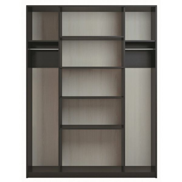 Шкаф 4-х дверный «Люсси», 1604 ? 586 ? 2120 мм, зеркало, цвет венге / дуб девон