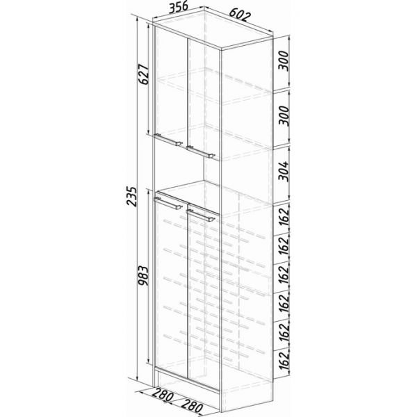 Обувница Некст 602х352х2056 венге/лоредо