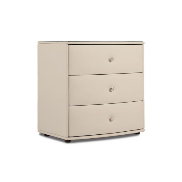 Комод «Люнетта», 3 ящика, 760 ? 505 ? 750 мм, экокожа, стекло, цвет взбитые сливки