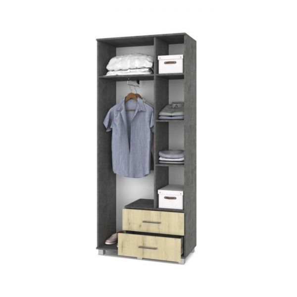 Шкаф трёхстворчатый Карина К33 с зеркалом и ящ 900x420x2100 Камень темный/дуб ирландский