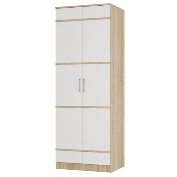Шкаф для белья 2-х ств. Сакура 800х610х2216 дуб сонома/белый