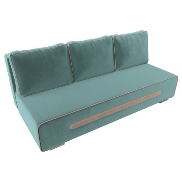 Прямой диван «Приам», механизм еврокнижка, велюр, цвет бежевый