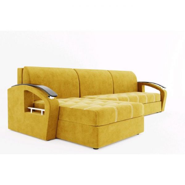 Угловой диван «Дубай», угол левый, еврокнижка, МДФ венге, цвет селфи 01, подушки селфи 03