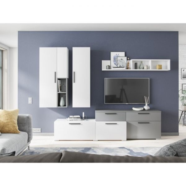 Гостиная Альберо белый/графит серый