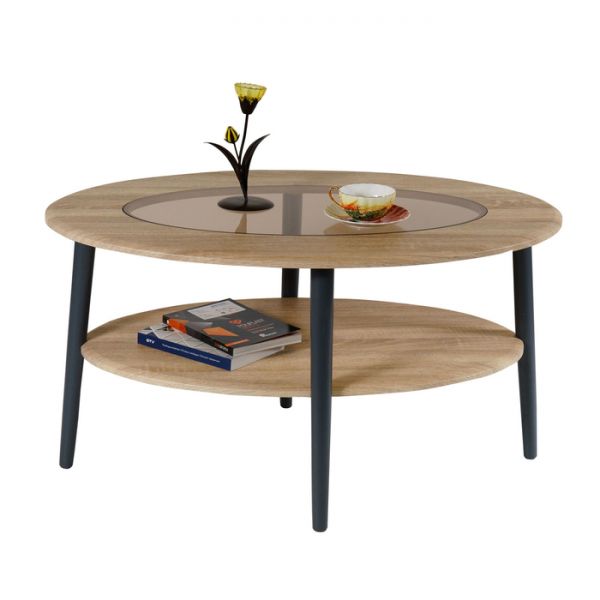 Стол журнальный «Эль», со стеклом сжс-01, 900 ? 600 ? 480 мм, цвет дуб сонома