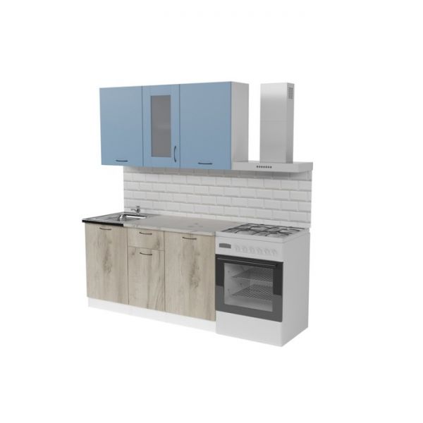 Кухонный гарнитур Лидия медиум 1400х600 Белый/Сосна/Капри, Бетон темный