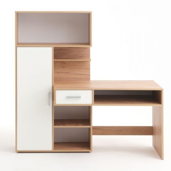 Стол компьютерный Эрнест-2, 1500х580х1493, Дуб крафт золотой/Белый