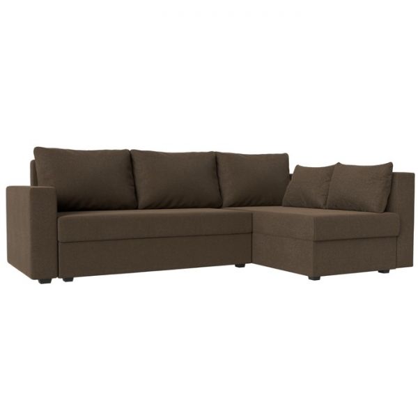 Угловой диван «Мансберг», механизм еврокнижка, угол левый, рогожка, цвет коричневый