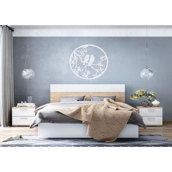 Кровать ЛАЙТ 1600х2000 Белый/корпус Дуб Сонома